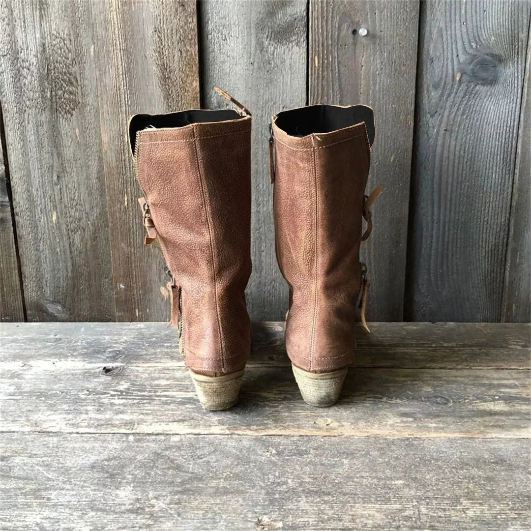 Lulia - Botines De Cuero Con Cremallera Lateral