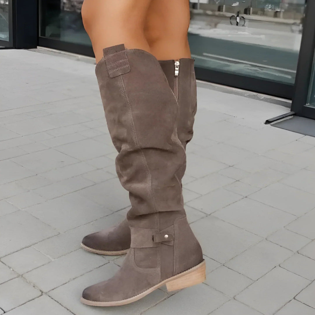 Kimara - Botas Altas De Cuero Con Cremallera Lateral