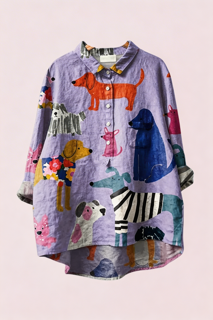 Lola™ | Camisa de algodón con estampado artístico de animales