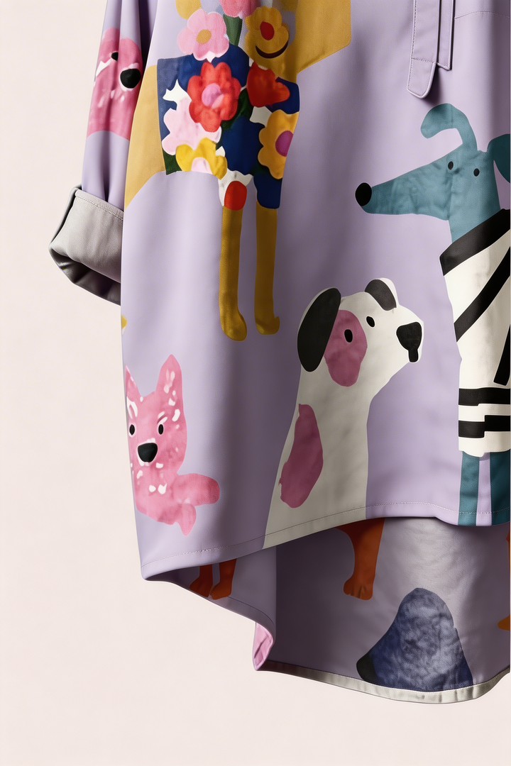 Lola™ | Camisa de algodón con estampado artístico de animales