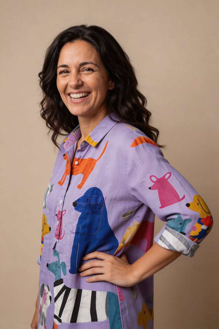 Lola™ | Camisa de algodón con estampado artístico de animales
