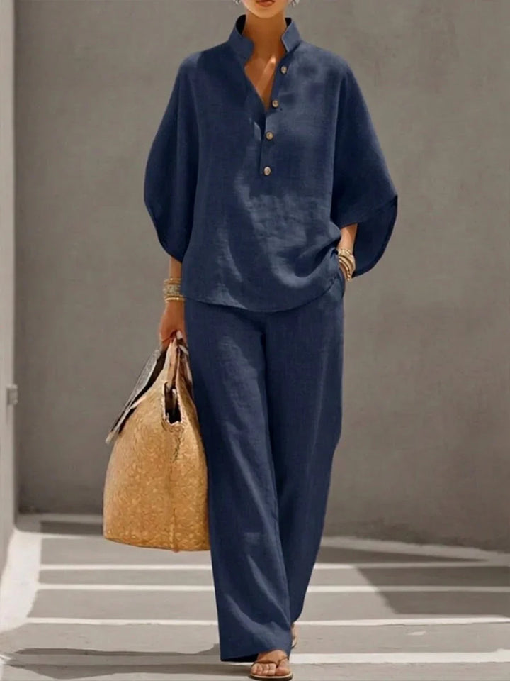 Maribel™ | Conjunto con mangas murciélago y pantalón ancho