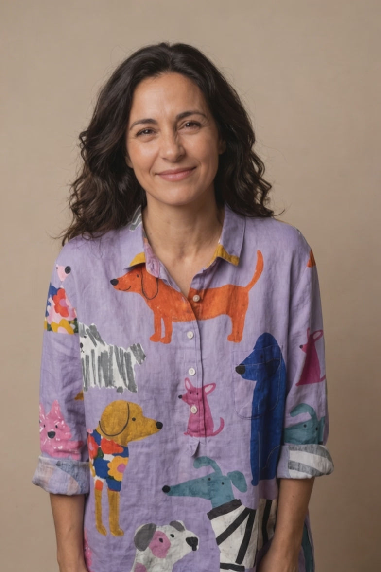 Lola™ | Camisa de algodón con estampado artístico de animales