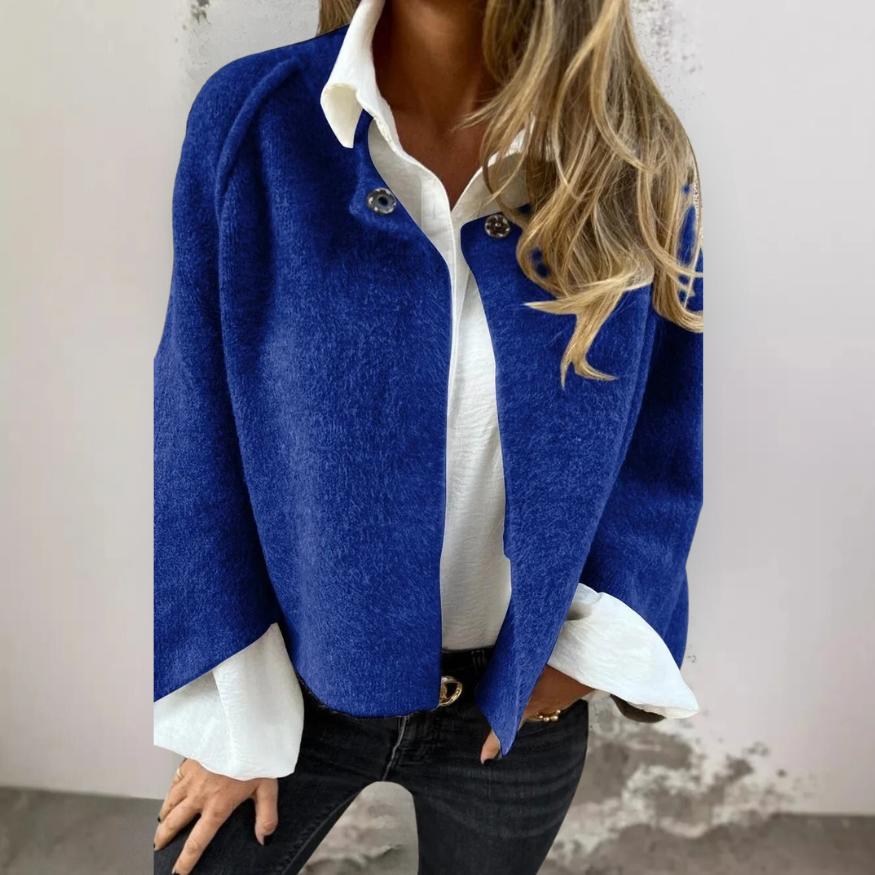 Henrike - Abrigo de Lana con Cuello Redondo y Mangas Largas